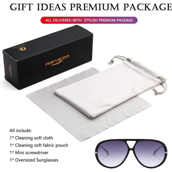 🆕Women Black Oversized Sunglasses Retro Trendy Shield Big Large Fashion Shades - Picture 6 of 7